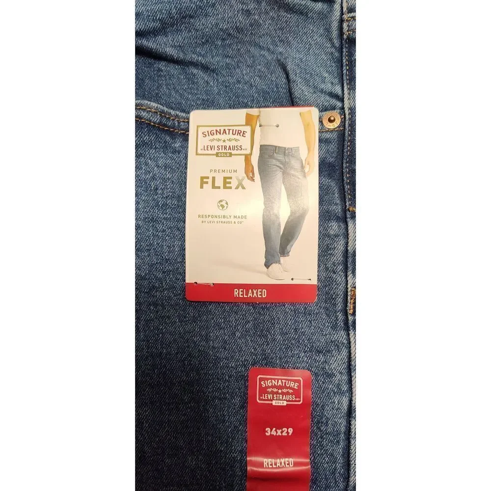 LEVI STRAUSS SIGNATURE GOLD PREMIUM FLEX RELAXED NWT JEANS 34 X 29